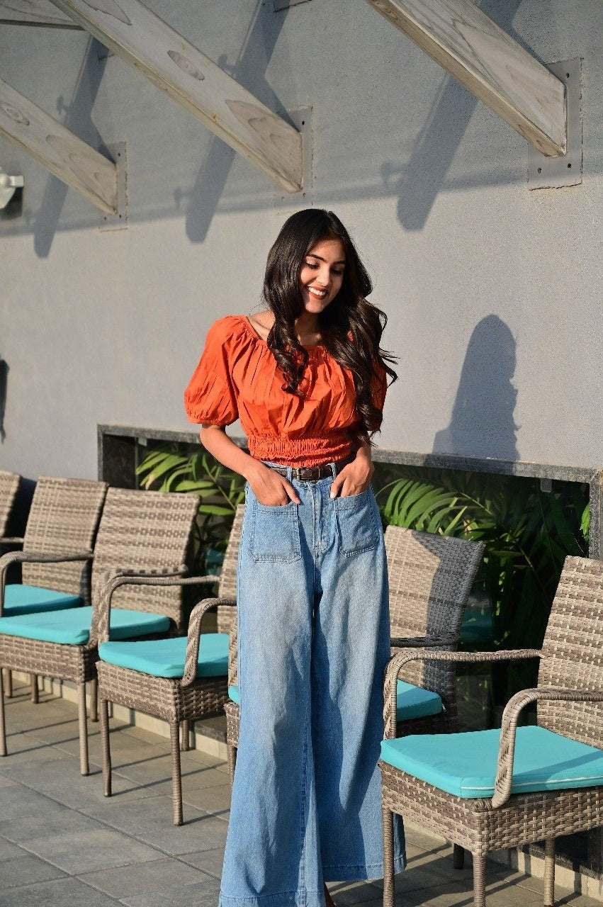 Kheil Ruched Off Shoulder Blouse