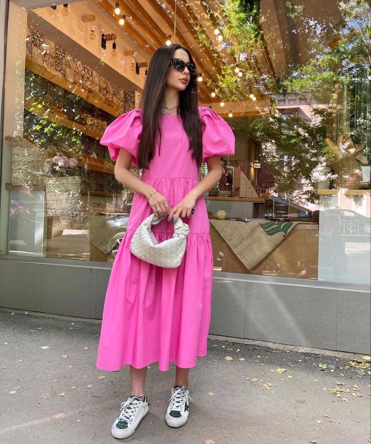 Leilani Pink Puff Sleeve Dress