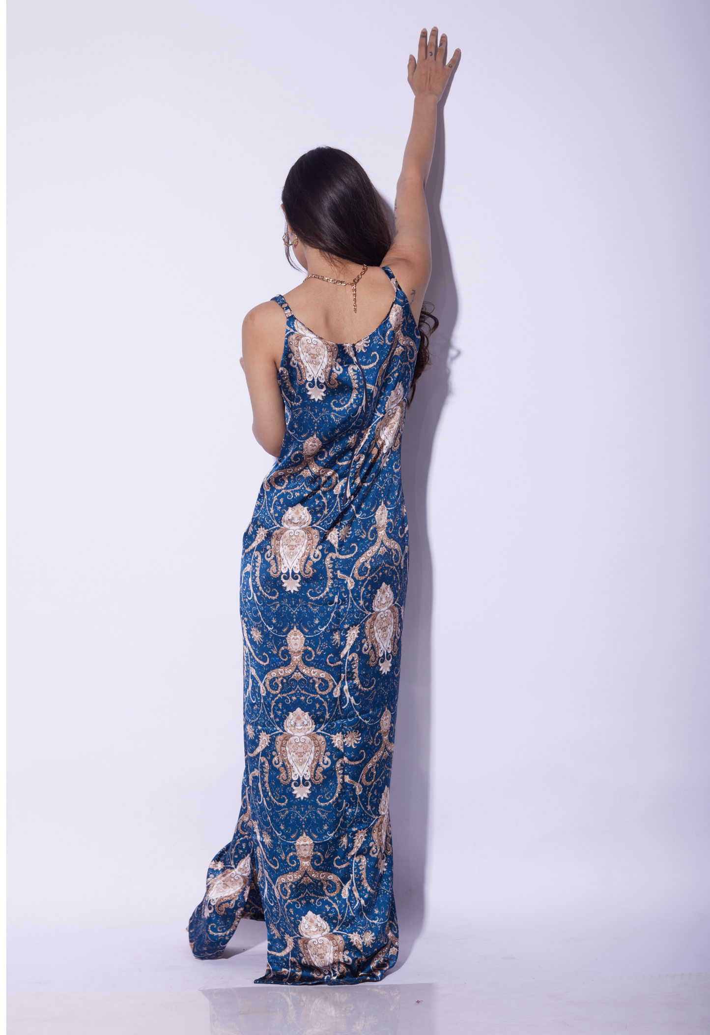 Mari Printed Satin Dress