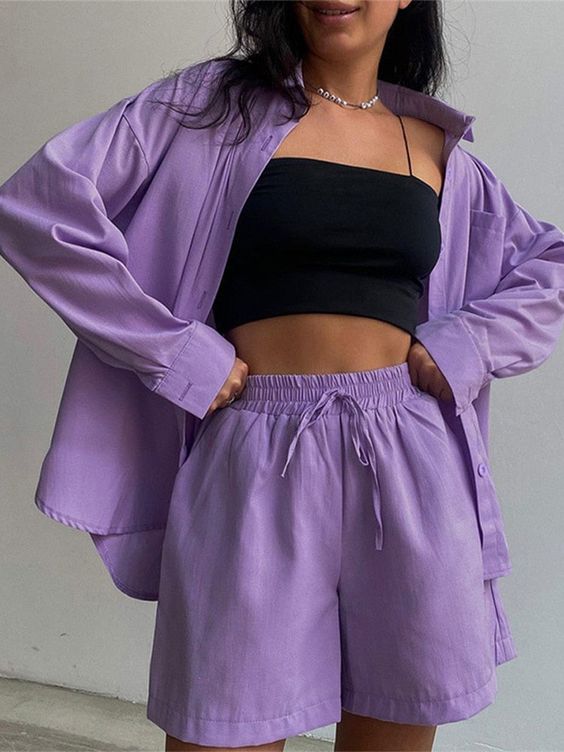 Rim Cotton Lavender Co-ord Set