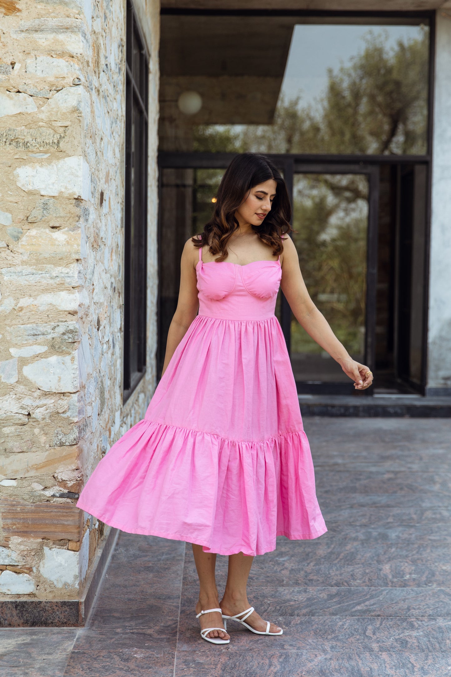 Stacie Pink A-Line Dress - Vacation Wear