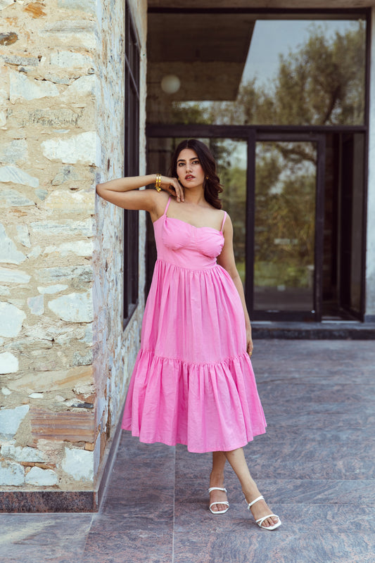 Stacie Pink A-Line Dress - Vacation Wear