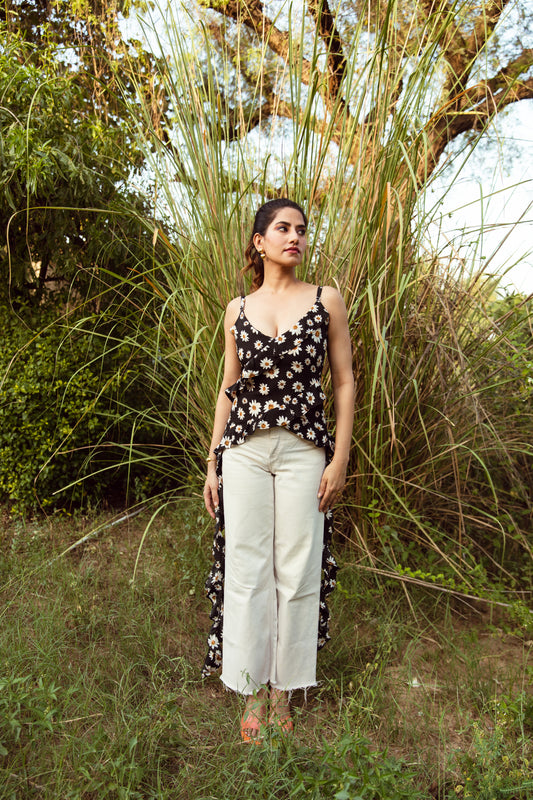 Regine Sunflower Ruffle Blouse - Vacation Wear