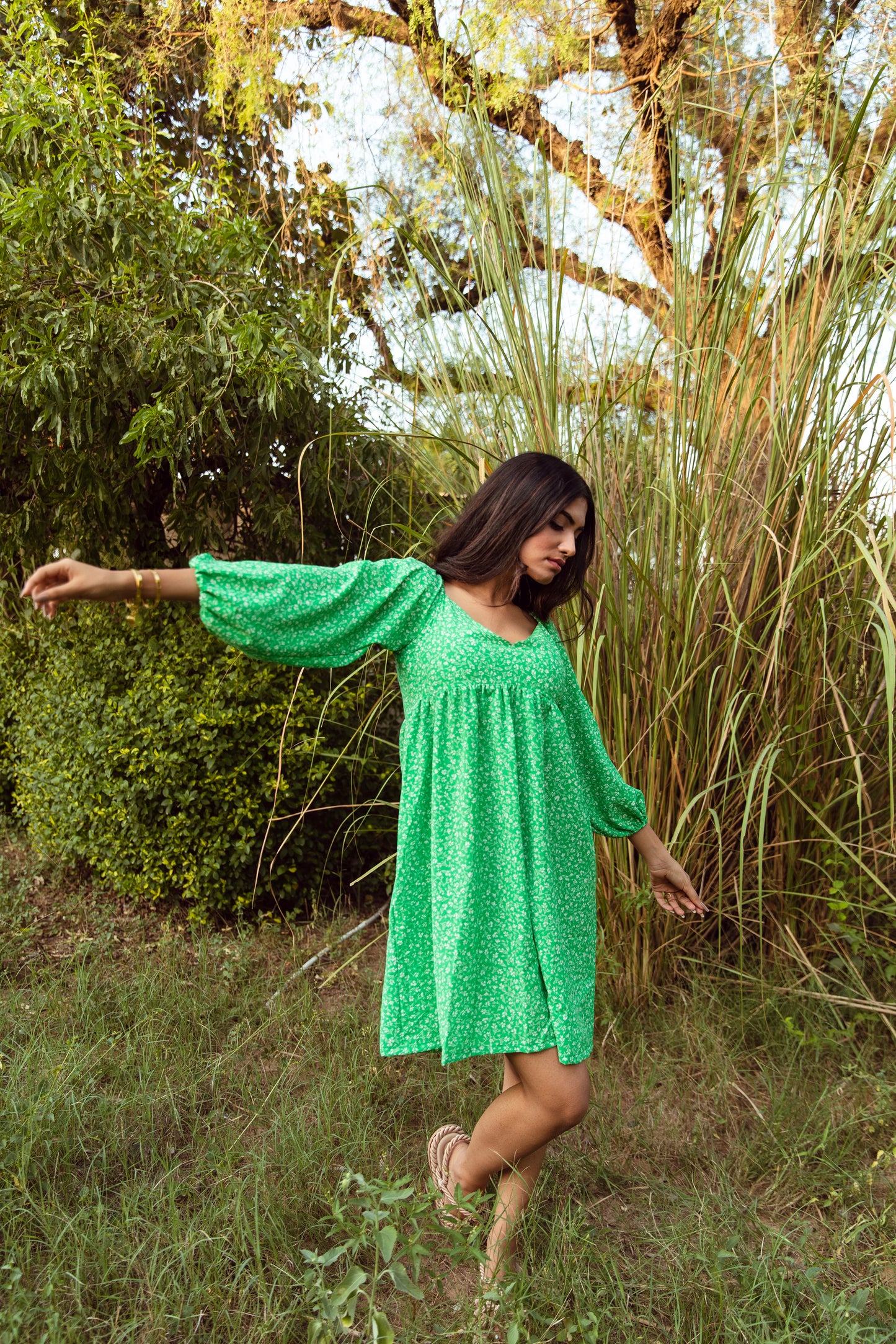 Chelsi Green Short Dress - Vacation Wear