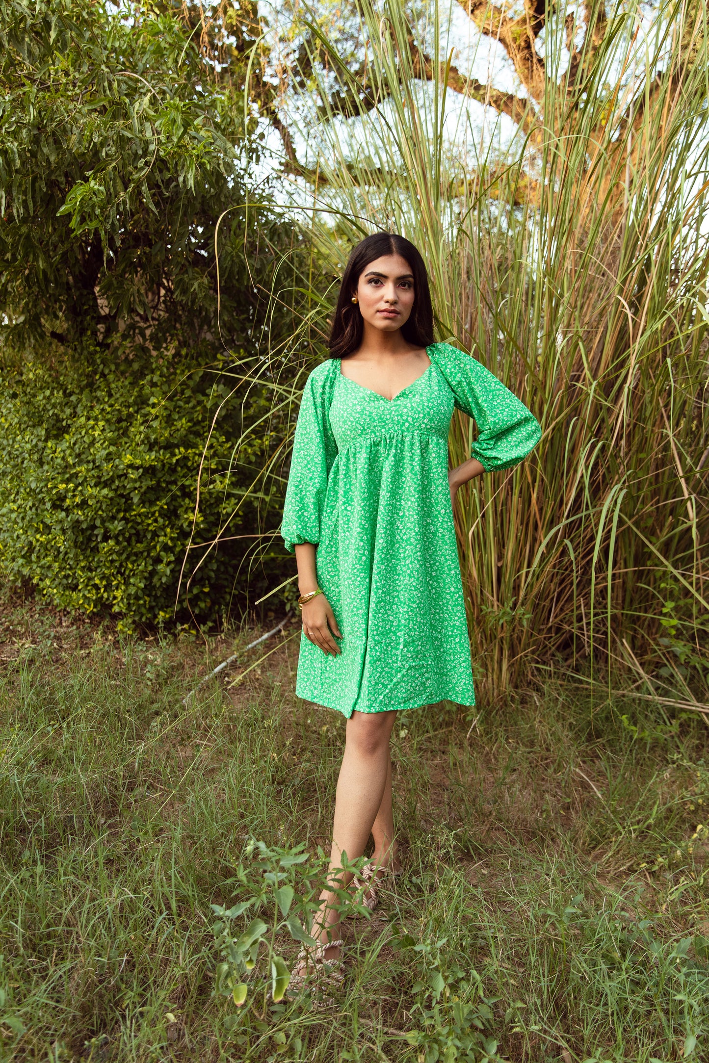 Chelsi Green Short Dress - Vacation Wear