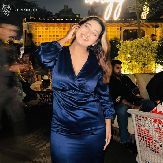 Rhine Wrap Style Satin Dress