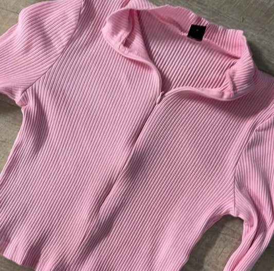 Rider Zipper Knit Crop Top