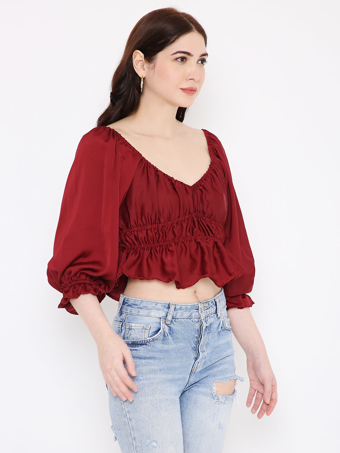 Aloha Satin Shirred Blouse