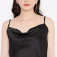 A beautiful girl in balck satin blouse