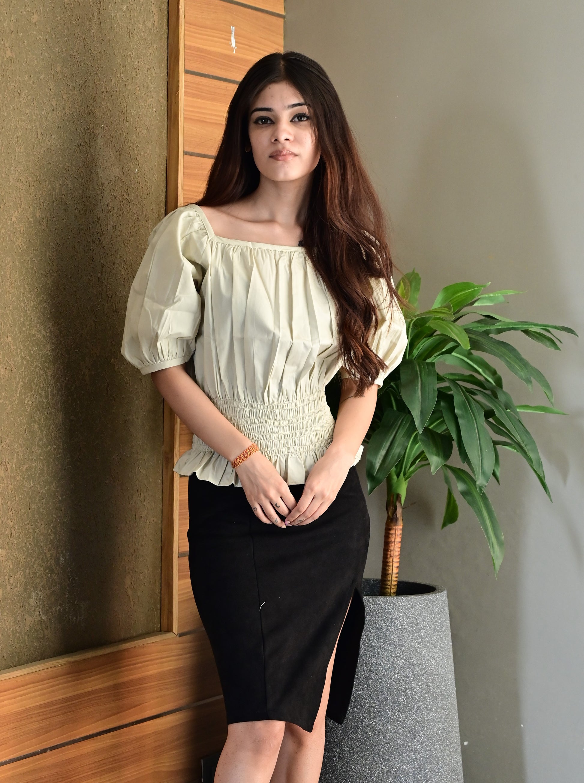 Kheil Ruched Off Shoulder Blouse