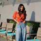 Kheil Ruched Off Shoulder Blouse