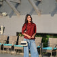 Sakshi's Maroon Peplum Buttoned Top