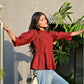 Sakshi's Maroon Peplum Buttoned Top