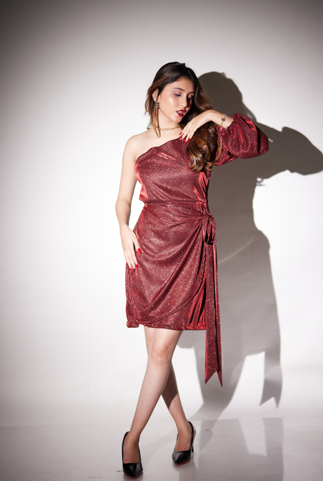 Gina Red Shimmer Dress