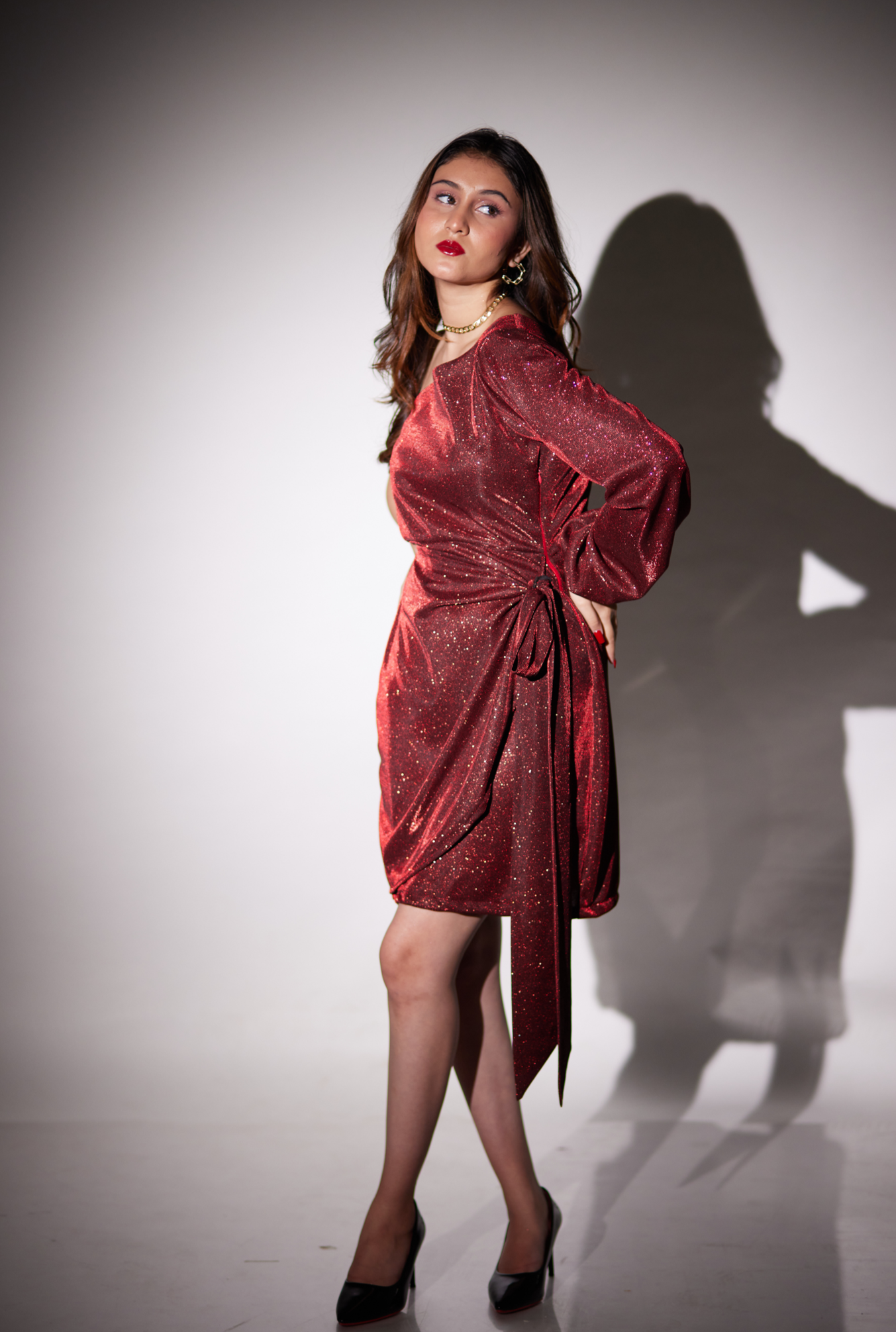 Gina Red Shimmer Dress