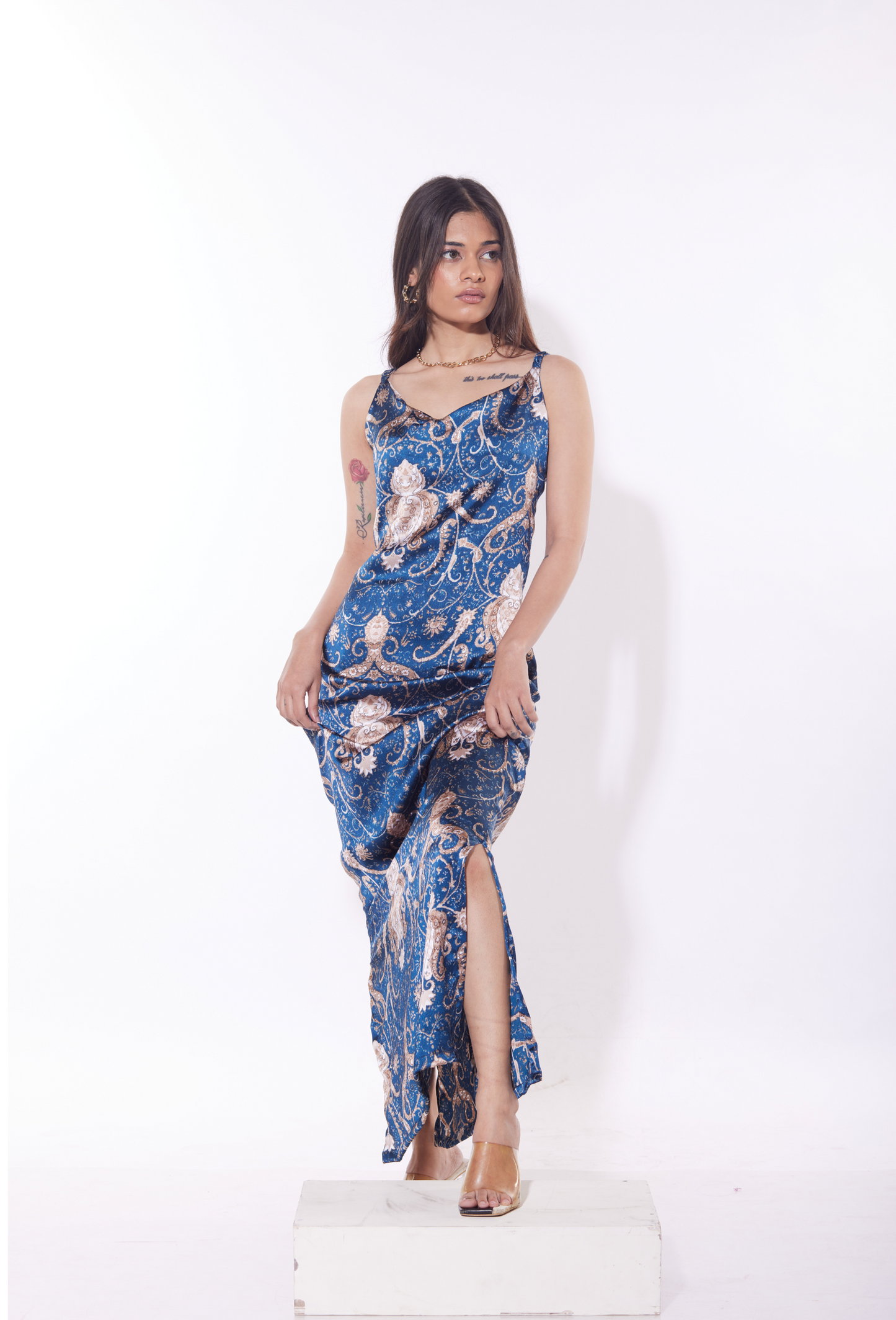 Mari Printed Satin Dress