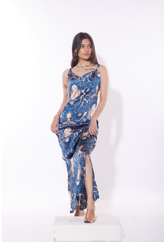 Mari Printed Satin Dress