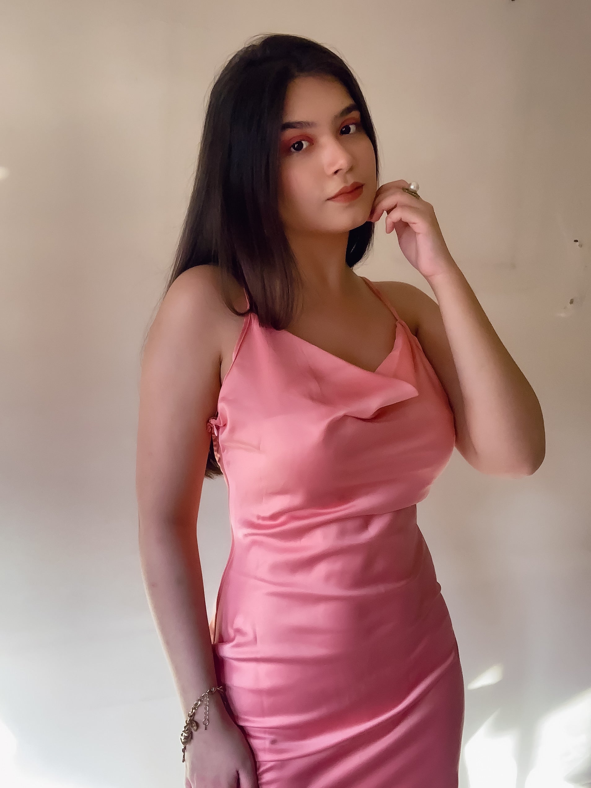 Tiffany Ruched Satin Mini Dress