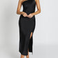 Nor Black One Shoulder Satin Dress