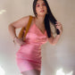 Tiffany Ruched Satin Mini Dress