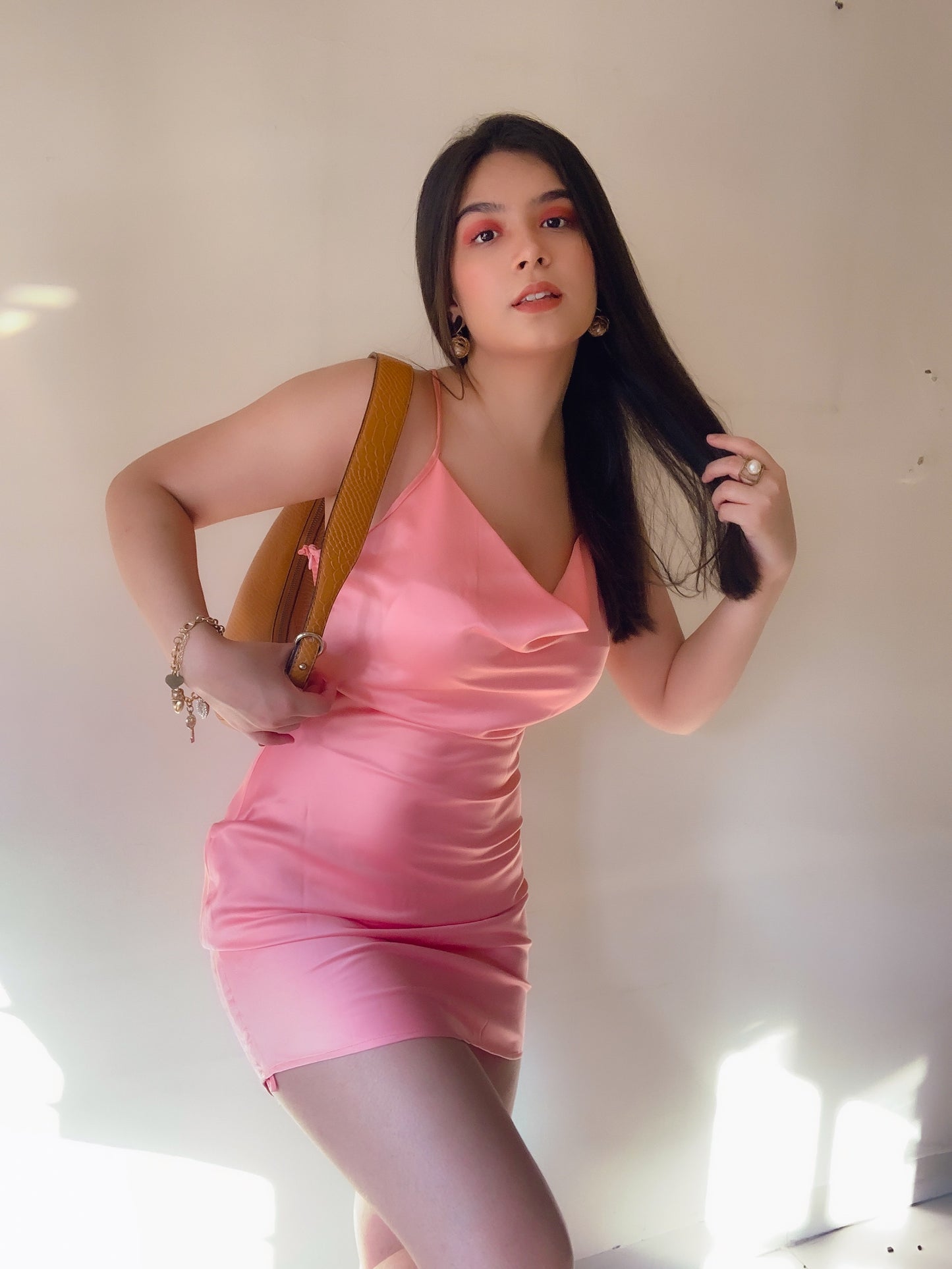 Tiffany Ruched Satin Mini Dress