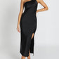 Nor Black One Shoulder Satin Dress