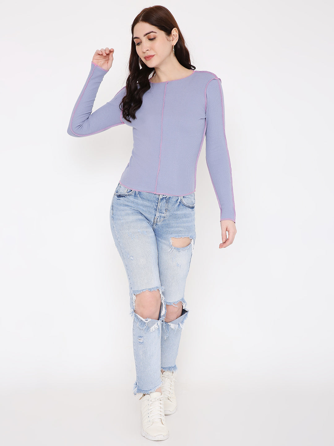 Urban chic Reverse Lilac Knit Top