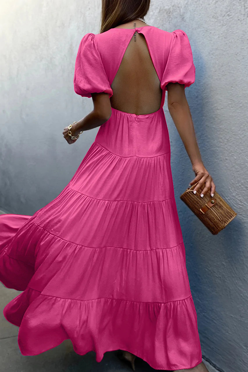 Rasper Pink Cotton Backless Dress