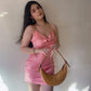 Tiffany Ruched Satin Mini Dress