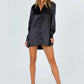 Allora Black Satin Shirt Dress