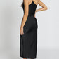 Nor Black One Shoulder Satin Dress