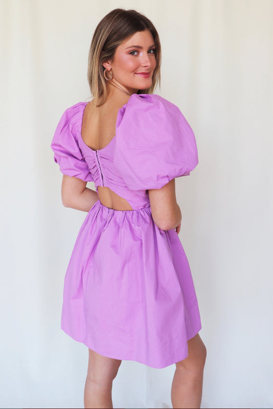 Lilac Drama Puff Sleeve Dress